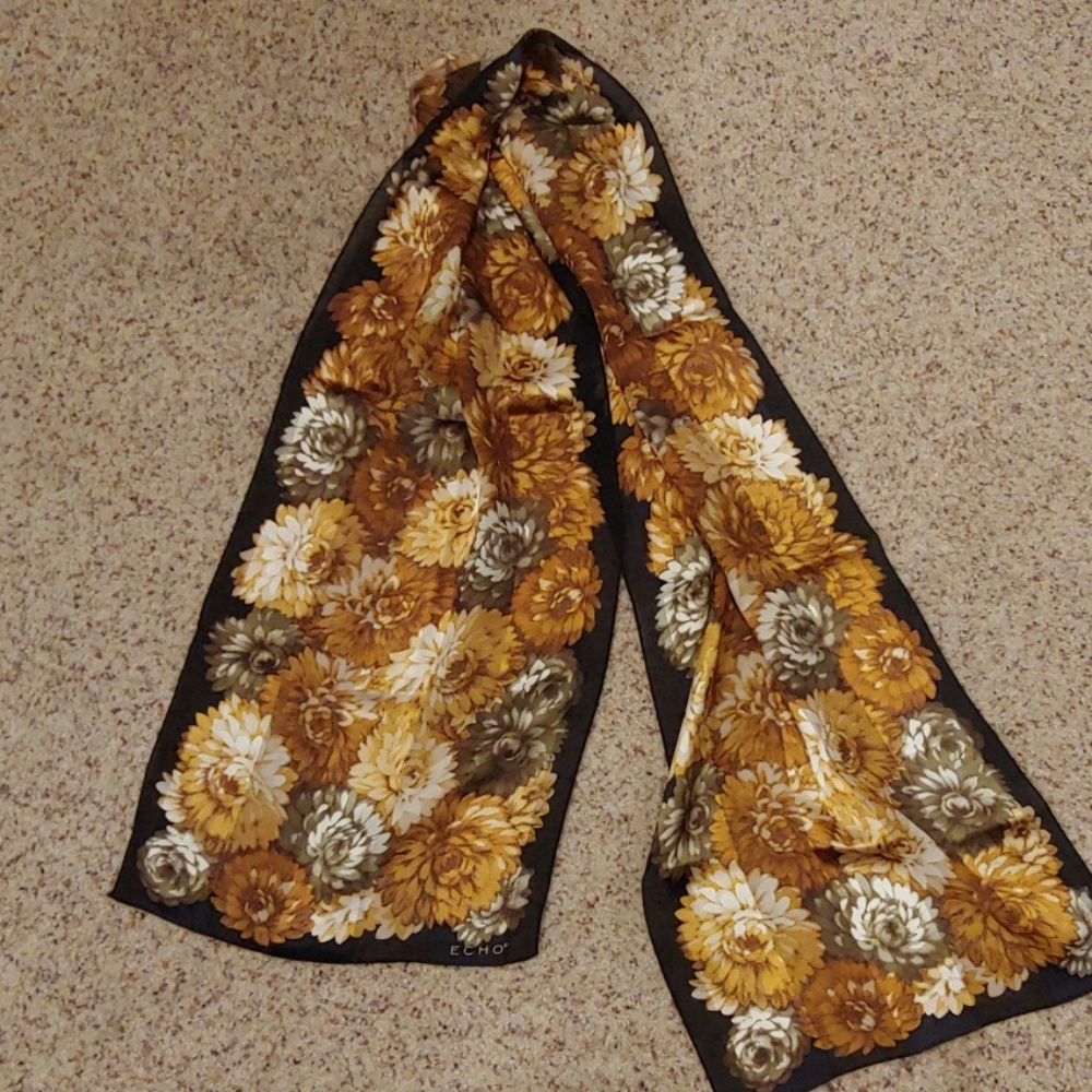 Echo Gold, Bronze and Black Mums the word Scarf